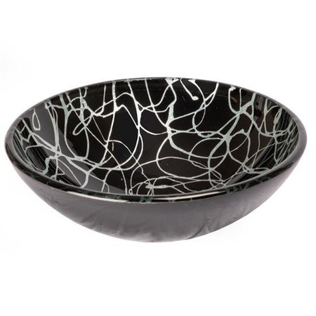 EDEN BATH Eden Bath EB-GS65 Black & Silver Streamers Round Glass Vessel Sink EB_GS65